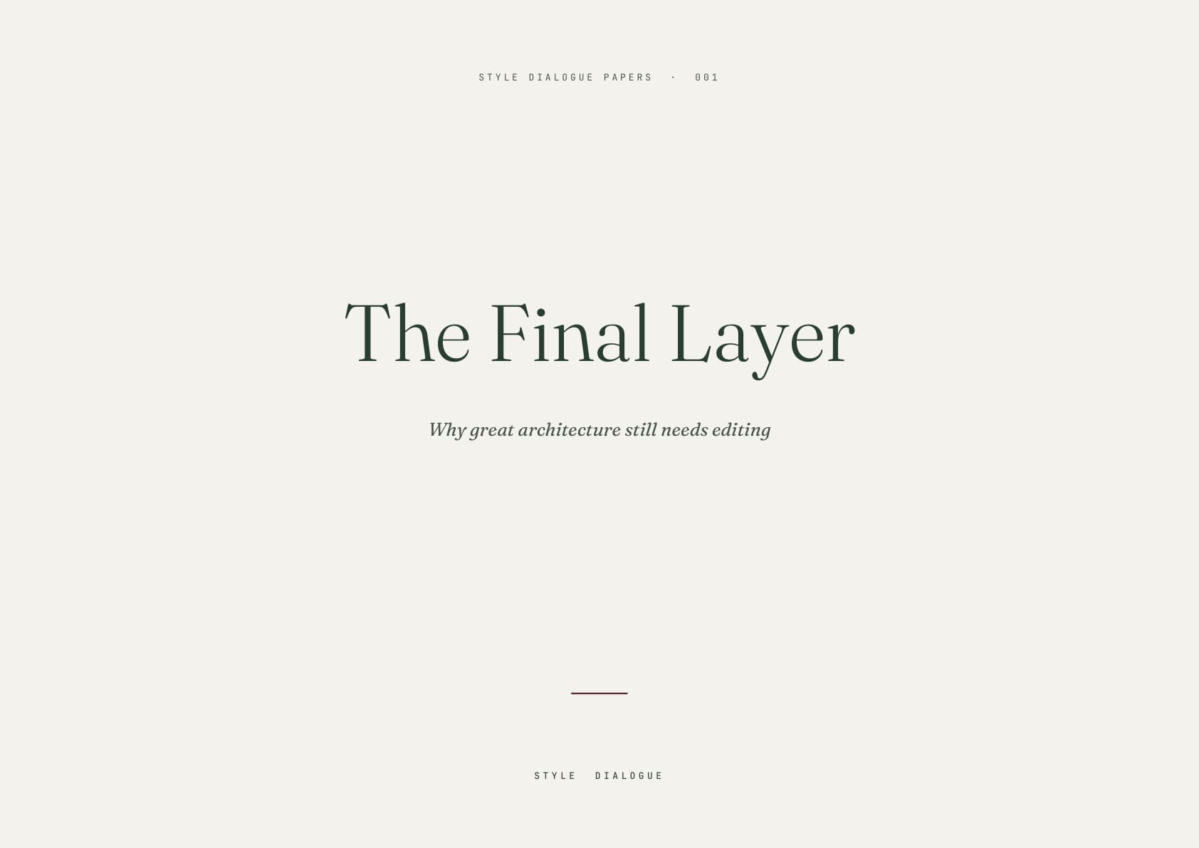 Cover of The Final Layer, Paper 001