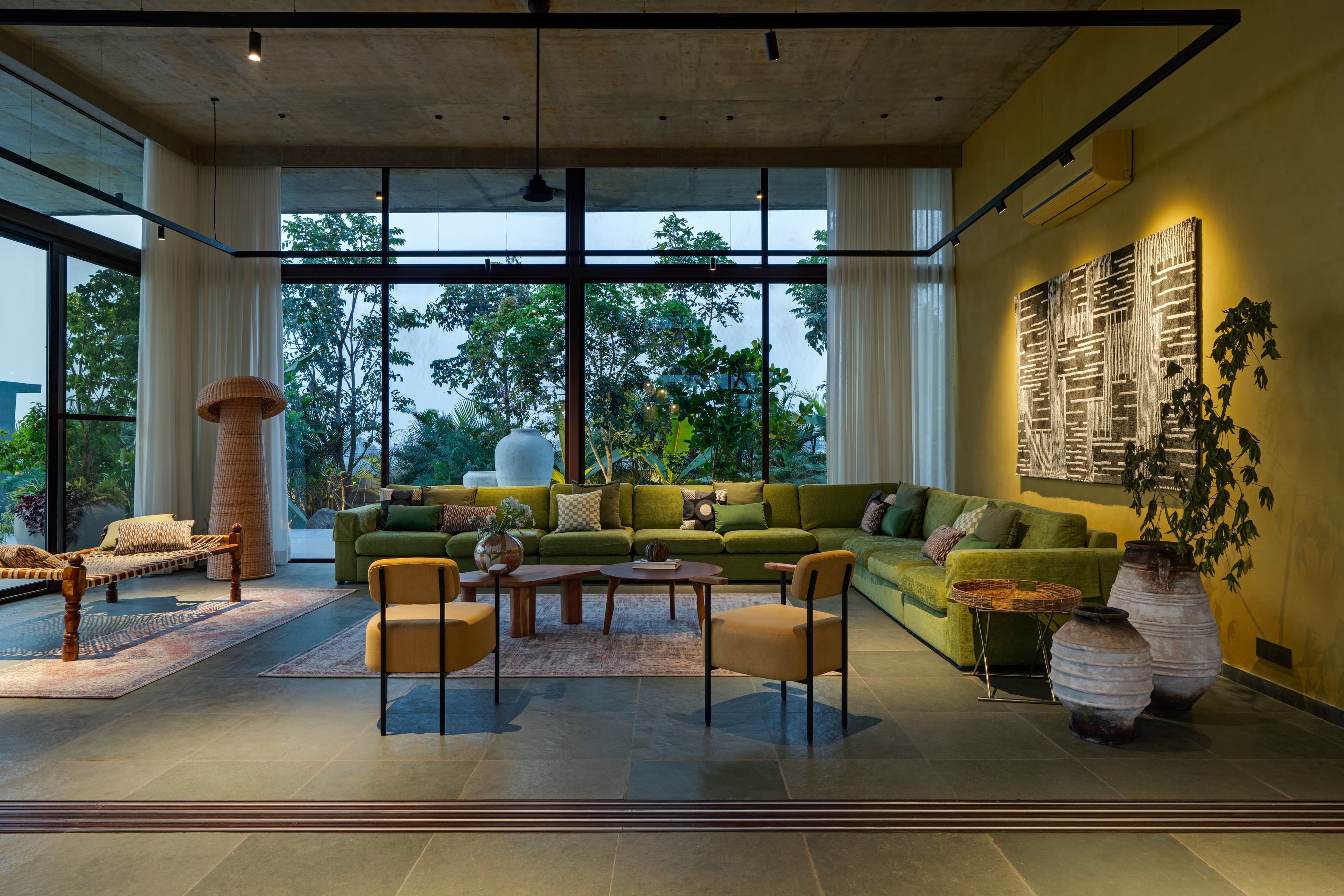An atmospheric room styling showing the interaction of light, texture, and silence.
