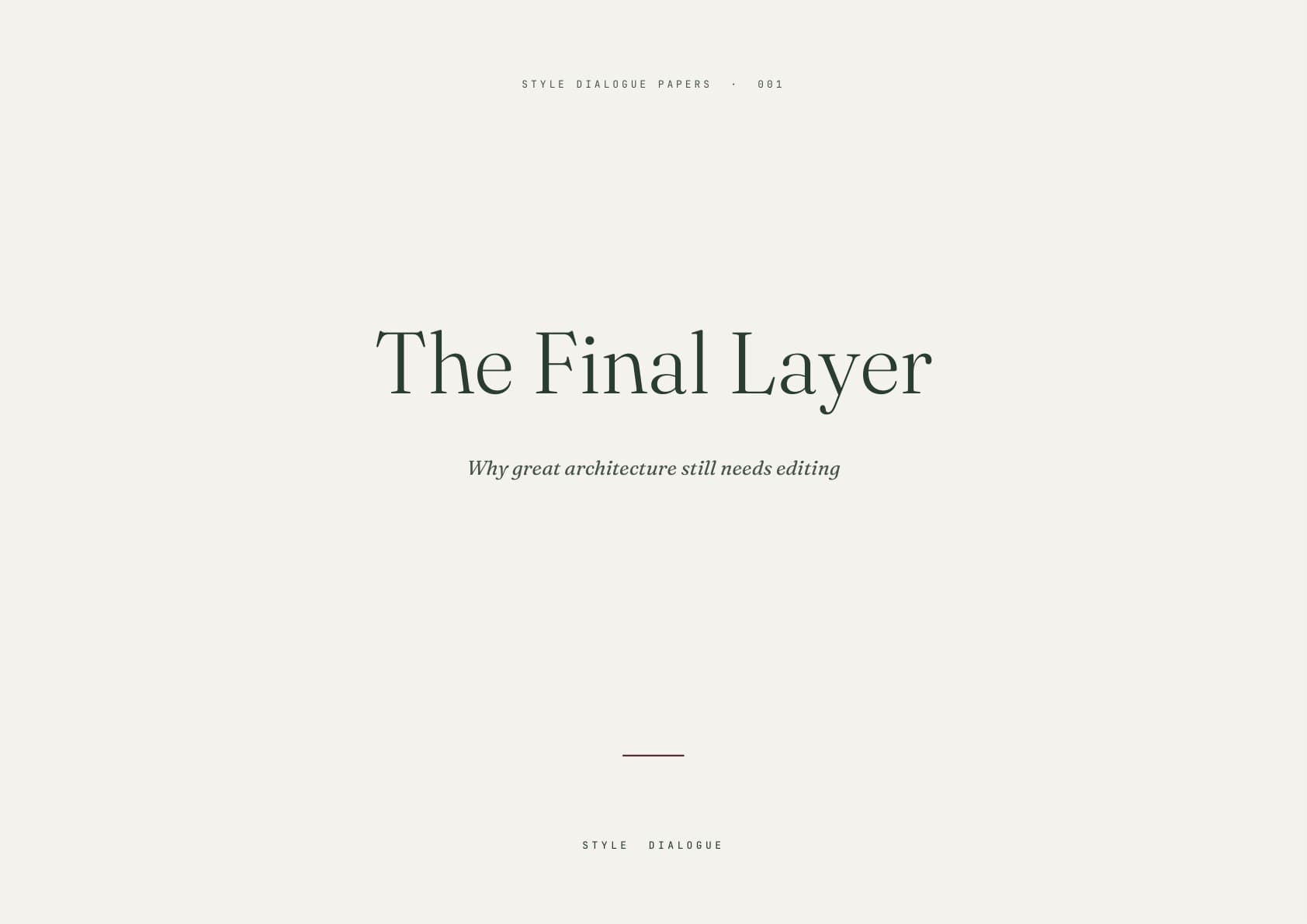 Cover of The Final Layer, Paper 001